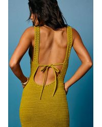 Lulus - Solstice Chartreuse Crochet Backless Maxi Dress - Lyst