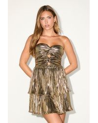 Lulus - Ilyra Lurex Plisse Cutout Strapless Mini Dress - Lyst