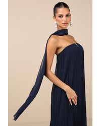Lulus - Lael Pleated Strapless Dress And Scarf Set - Lyst