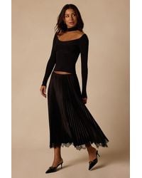 Lulus - Delancey Pleated Satin Midi Skirt - Lyst