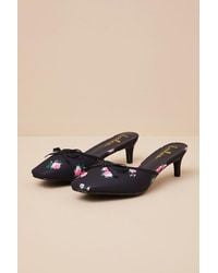Lulus - Cherrey Floral Kitten Heel Mule Pumps - Lyst