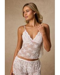 Lulus - Hallie Sheer Lace Two-Piece Lingerie Pajama Set - Lyst