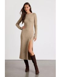 Lulus - Rileynn Heathered Ribbed Sweater Midi Dress - Lyst