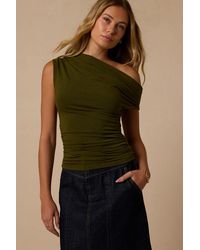 Lulus - Expert Poise Dark Ruched One-Shoulder Top - Lyst