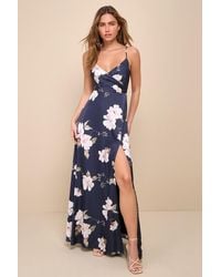 Lulus - Radiant Occasion Floral Satin A-Line Maxi Dress - Lyst