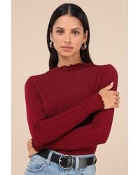 Lulus - Charmed Vibes Ribbed Lettuce Edge Long Sleeve Top - Lyst