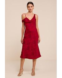 Lulus - Cavani Satin Asymmetrical Midi Dress - Lyst