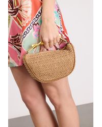 Lulus - Delta Raffia Twisted Handle Crossbody Handbag - Lyst