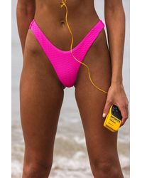 Roxy - Haleiwa Textured High-Cut Bikini Bottoms - Lyst