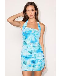 Lulus - Attractive Radiance Floral Mesh Ruched Halter Mini Dress - Lyst