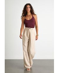 Lulus - Bowen Light Khaki High-Rise Wide-Leg Trouser Pants - Lyst