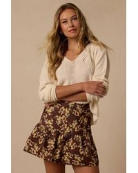 Lulus - Dawn Floral Corduroy Mini Skirt - Lyst