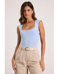 Lulus - Sweet Crush Ribbed Square Neck Bodysuit - Lyst
