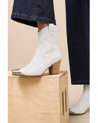 Lulus - Naiya Western Ankle Boots - Lyst