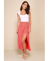 Lulus - Cute Desires Ditsy Floral Print High-Rise Midi Skirt - Lyst