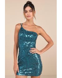 Lulus - Sparkling Persuasion Sequin One-Shoulder Mini Dress - Lyst