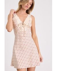 Lulus - Jane Cream Polka Dot Lace Mini Dress - Lyst