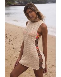 Lulus - Maleko Crochet O-Ring Mini Swim Cover-Up Dress - Lyst