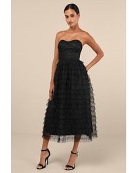 Lulus - Immensely Exquisite Tulle Strapless Tiered Midi Dress - Lyst