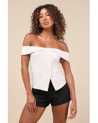 Lulus - Poised Mindset Off-The-Shoulder Button-Front Vest Top - Lyst