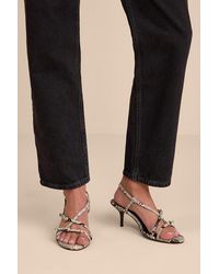 Lulus - Sara Snake Strappy Slingback High Heel Sandals - Lyst