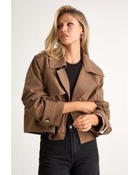 Lulus - Donley Double-Breasted Cropped Trench Coat - Lyst