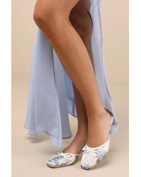 Lulus - Cherrey Baby Floral Kitten Heel Mule Pumps - Lyst