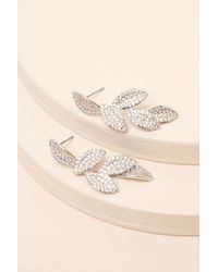 Lulus - Windsor Rhinestone Leaf Drop Earrings - Lyst