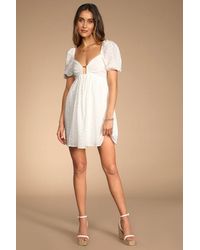 Lulus - Sunny Day Stunner Eyelet Embroidered Babydoll Dress - Lyst