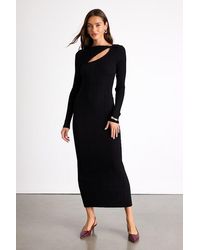 Lulus - Mattea Ribbed Cutout Long Sleeve Sweater Midi Dress - Lyst