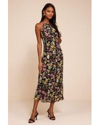 Lulus - Mae Multi Floral Backless Midi Dress - Lyst