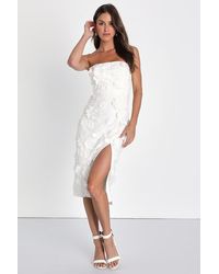 Lulus - Elevated Sensation 3D Floral Embroidered Midi Dress - Lyst