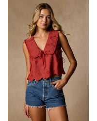 Lulus - Shani Embroidered Collared Tank Top - Lyst