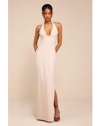 Lulus - Ellisyn Ponte Knit Halter Maxi Dress - Lyst
