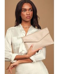 Lulus - Leelou Crocodile Embossed Clutch - Lyst