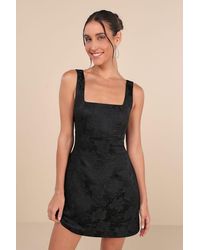 Lulus - Perfectly Flirtatious Floral Jacquard Tie-Back Mini Dress - Lyst
