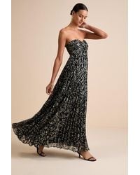 Lulus - Lynwen Abstract Pleated Strapless Maxi Dress - Lyst
