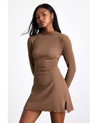 Lulus - Flattering Forecast Textured Long Sleeve Mini Dress - Lyst