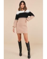 Lulus - Comforting Cuteness Color Block Ribbed Sweater Mini Dress - Lyst
