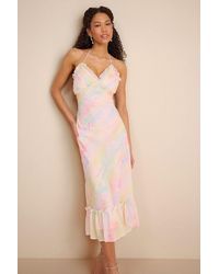 Lulus - Jamaya Multi Abstract Floral Lace-Up Midi Dress - Lyst