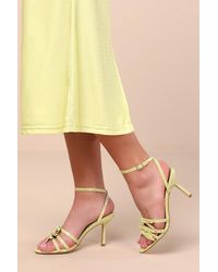 Lulus - Devereux Sorbet Croc-Embossed Bow High Heel Sandals - Lyst