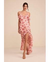 Lulus - Tameron Floral Ruffled High-Low Maxi Dress - Lyst