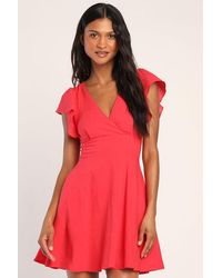Lulus - Sweeten Me Up Flutter Sleeve Mini Dress With Pockets - Lyst