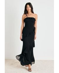 Lulus - Dramatic Allure Ruffled Cutout Strapless Maxi Dress - Lyst