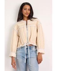Blank NYC - Feeling Pretty Cream Floral Quilted Zip-Up Jacket - Lyst