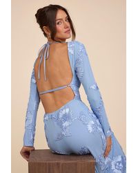 Lulus - Josephine Floral Applique Mesh Maxi Dress - Lyst