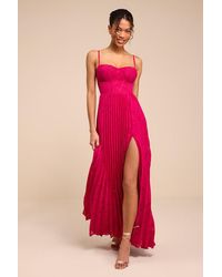 Lulus - Dacie Floral Burnout Pleated Bustier Maxi Dress - Lyst