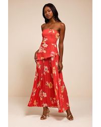 Lulus - Novena Multi Floral Drop Waist Midi Dress - Lyst