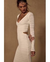 Lulus - Shenoah Crochet Cutout Long Sleeve Maxi Dress - Lyst