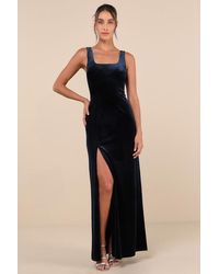 Lulus - Elegant Sweetie Dark Velvet Square Neck Maxi Dress - Lyst